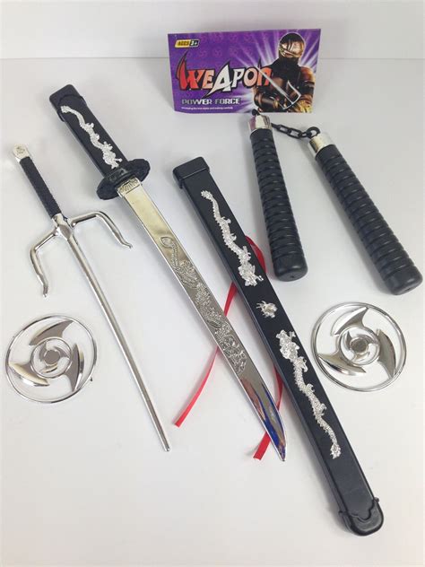 Toy ninja weapons - Skeleteen Ninja Sword Toy Set - Fighting Warrior Costume Set with Katana Swords, Sai Daggers, and Shuriken Stars - 6 Pieces. 1,970. 200+ bought in past month. $1799. List: $27.99. FREE delivery Mon, Jan 29 on $35 of items shipped by Amazon. Small Business. Ages: 3 years and up. +6 colors/patterns. 